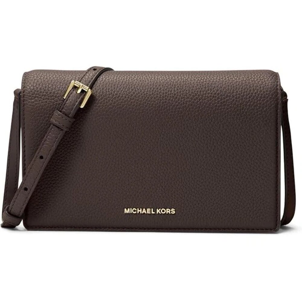 Michael Kors Jet Set Medium Flap Pebble Leather Crossbody (Chocolcate)